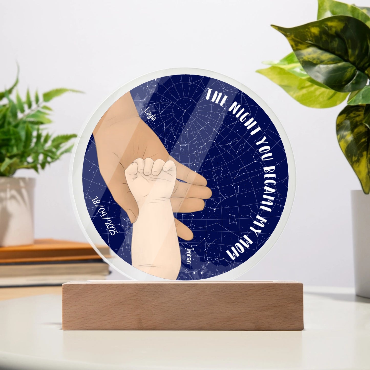 Personalized Round Acrylic Plaque – “The Night You Became My Mom / Dad”