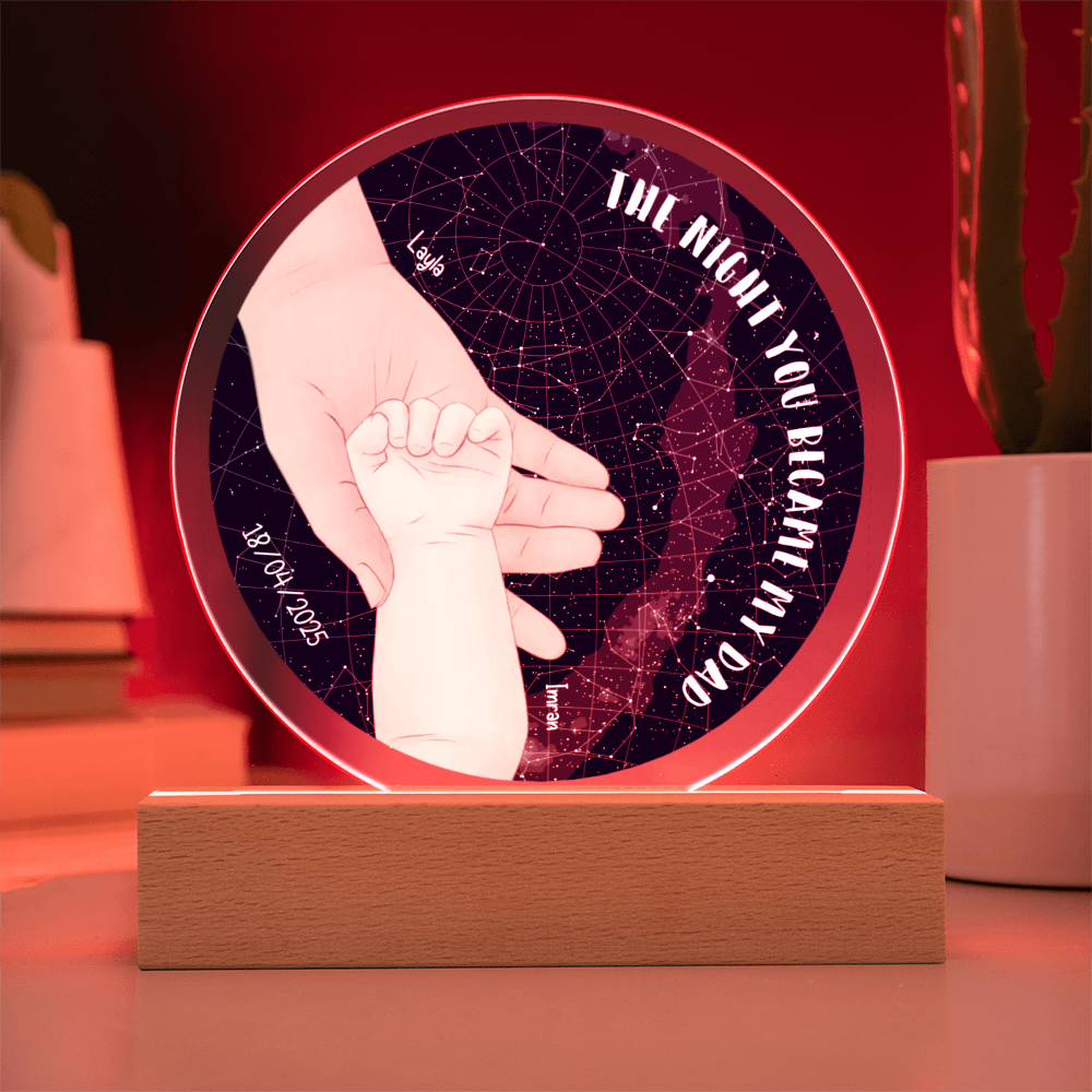 Personalized Round Acrylic Plaque – “The Night You Became My Mom / Dad”