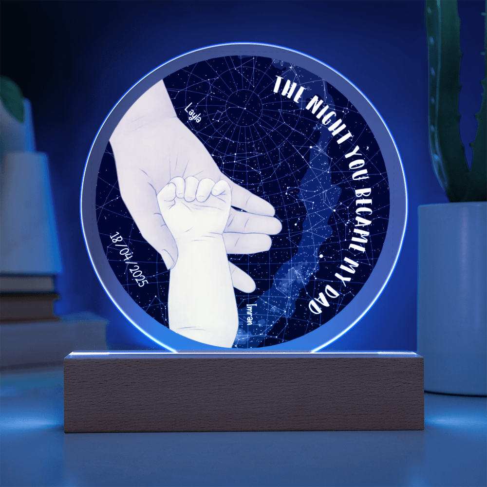 Personalized Round Acrylic Plaque – “The Night You Became My Mom / Dad”