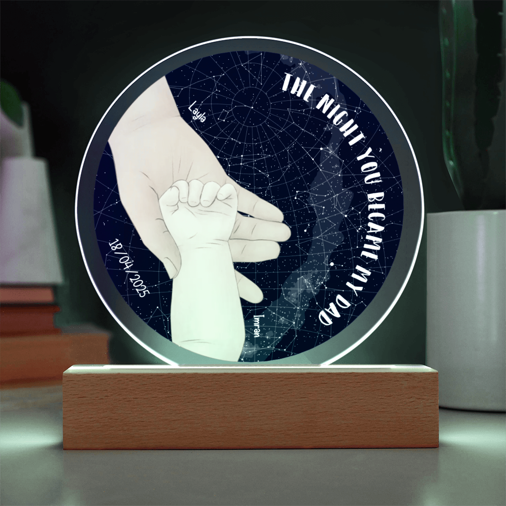 Personalized Round Acrylic Plaque – “The Night You Became My Mom / Dad”